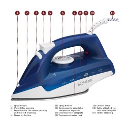 Steam iron with 7 functions 2200W Bomann DB 6004 CB White/Blue