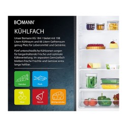 269L black refrigerator and freezer Bomann KG184-1-black