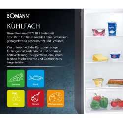 Réfrigérateur et congélateur 206L blanc Bomann DT7318-1-blanc