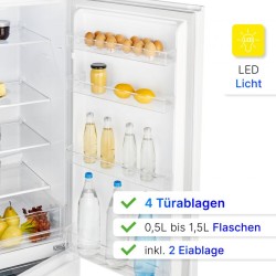 Refrigerator and freezer 268 L White Bomann KG7353-White
