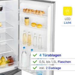 Réfrigérateur et congélateur 268L Inox Bomann KG7353-Inox