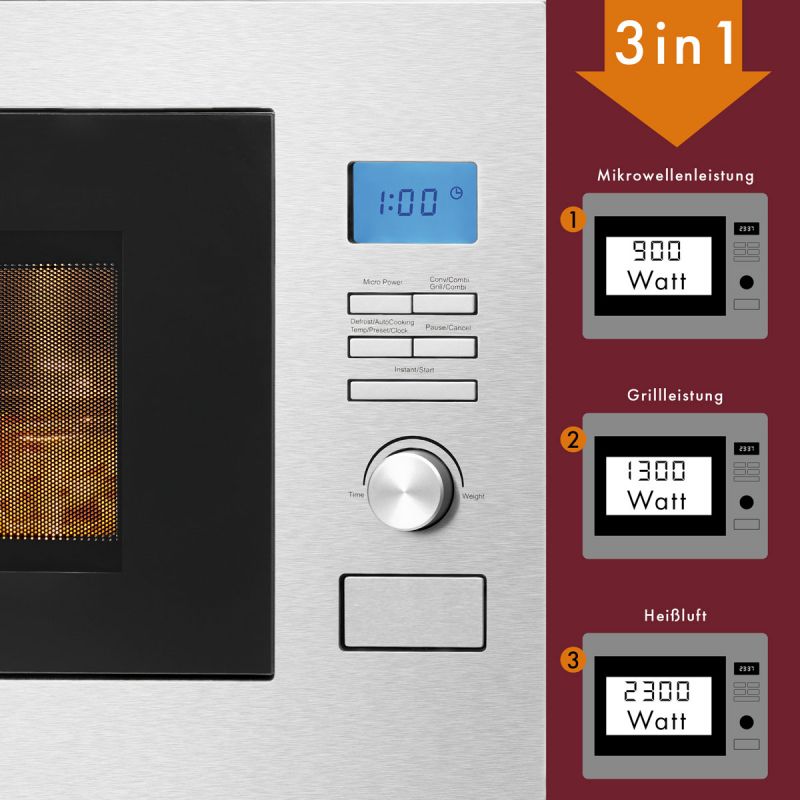 Built-in microwave oven with grill Inox Bomann MWG 3001 HEB