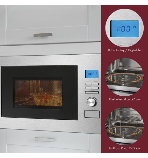 Built-in microwave oven with grill Inox Bomann MWG 3001 HEB