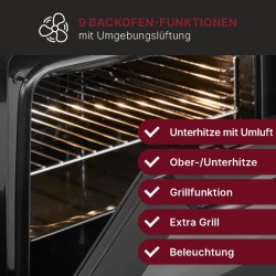 Bomann EHBC7937-black 4 hob glass ceramic built-in cooker with 56L oven