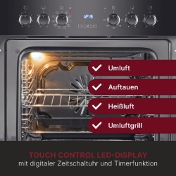 Cuisinière encastrable 4 plaques vitrocéramique et four 56L noir Bomann EHBC7937-noir