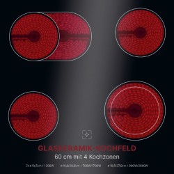 Cuisinière encastrable 4 plaques vitrocéramique et four 56L noir Bomann EHBC7937-noir