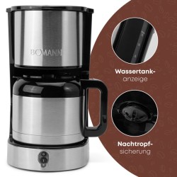 Bomann KA6066CB-Inox 1.2L thermos jug coffee maker