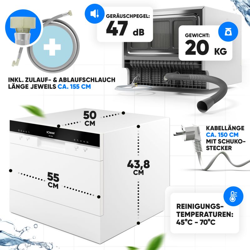 Table Dishwasher Bomann TSG 7405 White