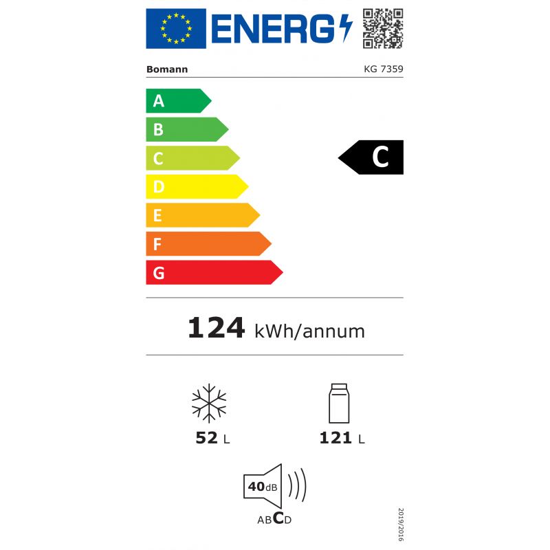 Réfrigérateur et congélateur 173L Noir Bomann KG 7359 Noir