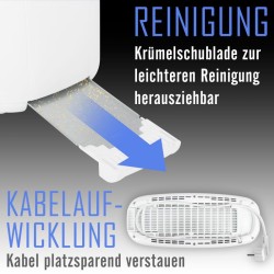 Grille-pain 2 fentes Blanc 1400W Bomann TA6070CB-Blanc