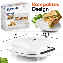 Sandwich maker Croque-monsieur White Bomann ST6073CB-White