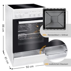 Bomann EHC7939-White 4 hob electric ceramic hob cooker with oven 43L