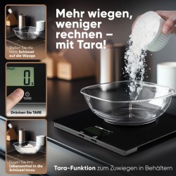 Balance de cuisine en verre Noir Clatronic  KW3820-Noir