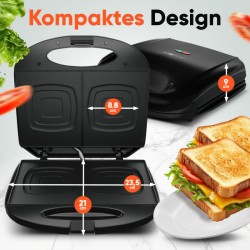 Appareil à Sandwich / Croque-monsieur Noir Clatronic ST3814-Noir