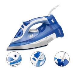 Fer à repasser semelle céramique avec ou sans fil 2400W Clatronic DB 3706 Bleu