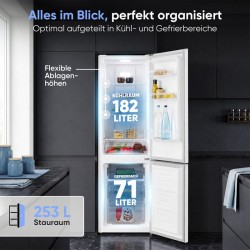 Réfrigérateur congélateur 253L Classe C No Frost Blanc Bomann KG7370-Blanc