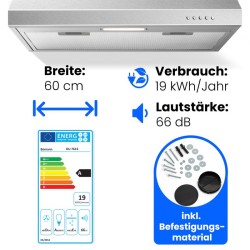 Hotte Aspirante LED 60cm Classe A Inox Bomann DU7613-Inox