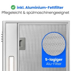 Hotte Aspirante LED 60cm Classe A Inox Bomann DU7613-Inox
